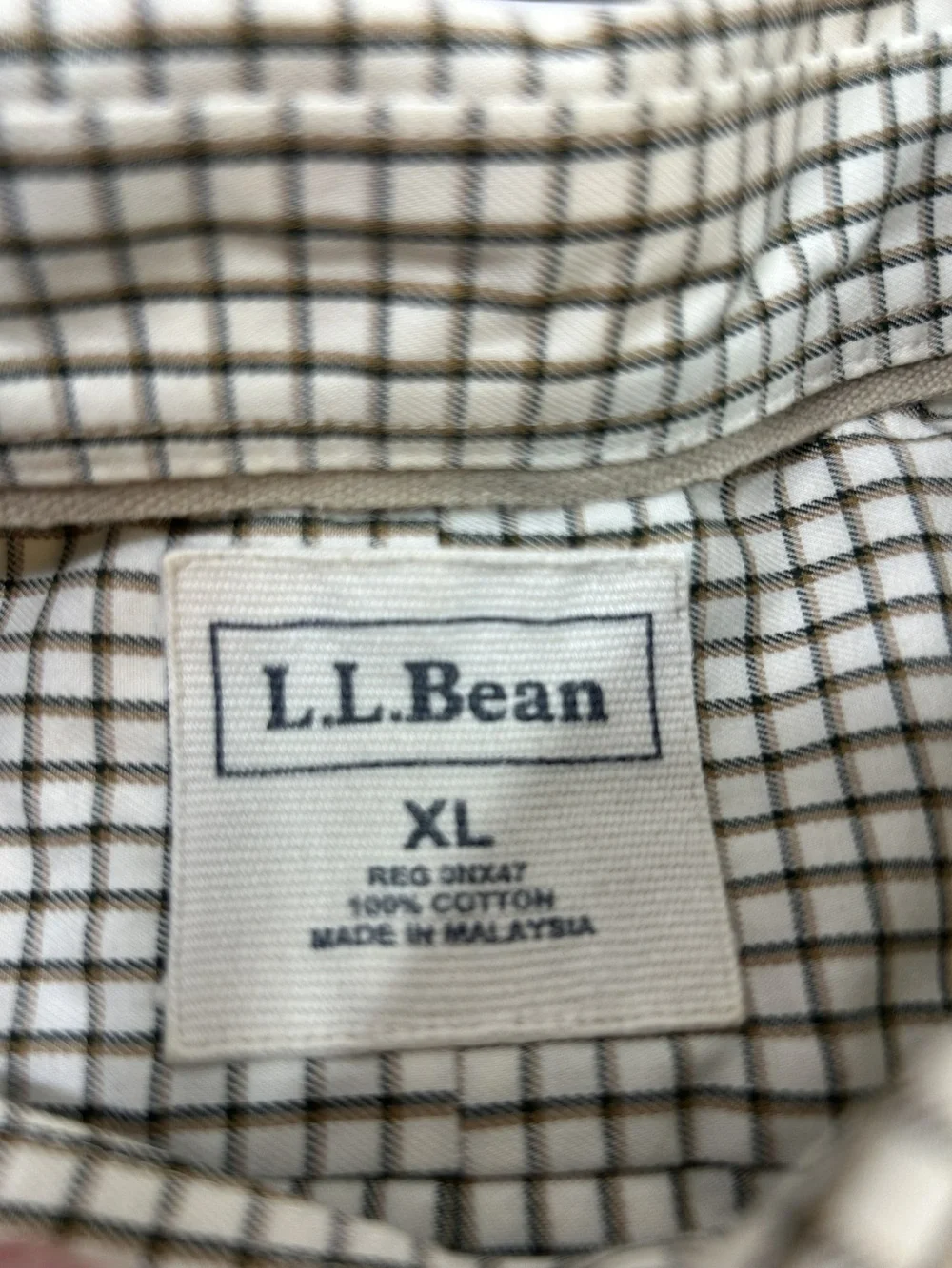L.L. Bean Men’s Short Sleeve Checkered Shirt XL 100% Cotton